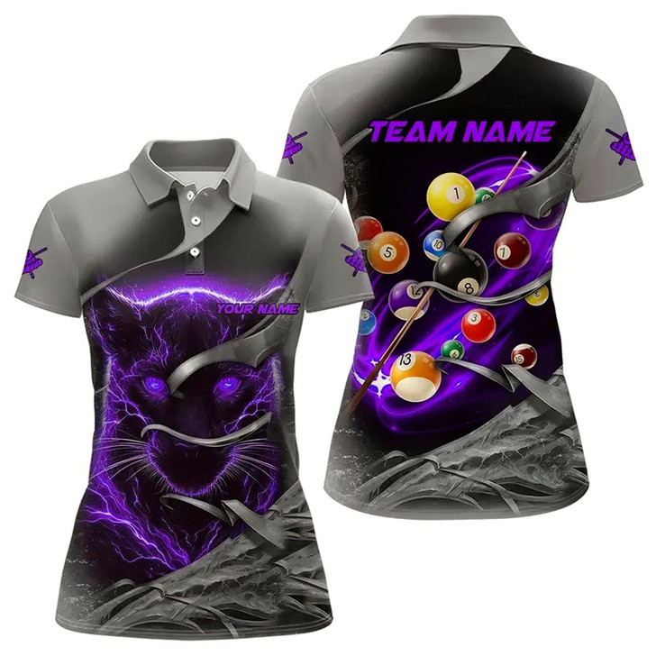 Goofygearprints Personalized Panther Lightning 3D Billiard Balls Pool Shirts For Women, Billiard League Jersey Style 3