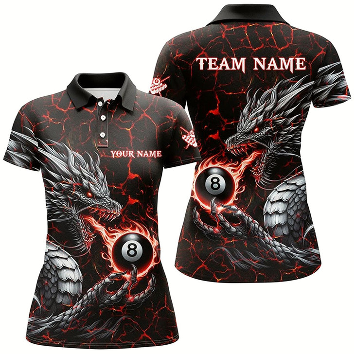 Goofygearprints Personalized Dragon 8 Ball Pool Lightning Custom Red Women Billiard Shirts, Cool Team Billiard Jersey