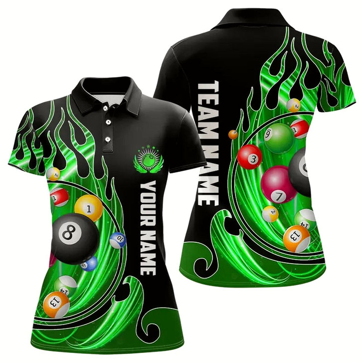 Goofygearprints 3D Billiard Balls Fire Flame Custom Pool Shirts For Women, Billiard League Team Jerseys Style 5