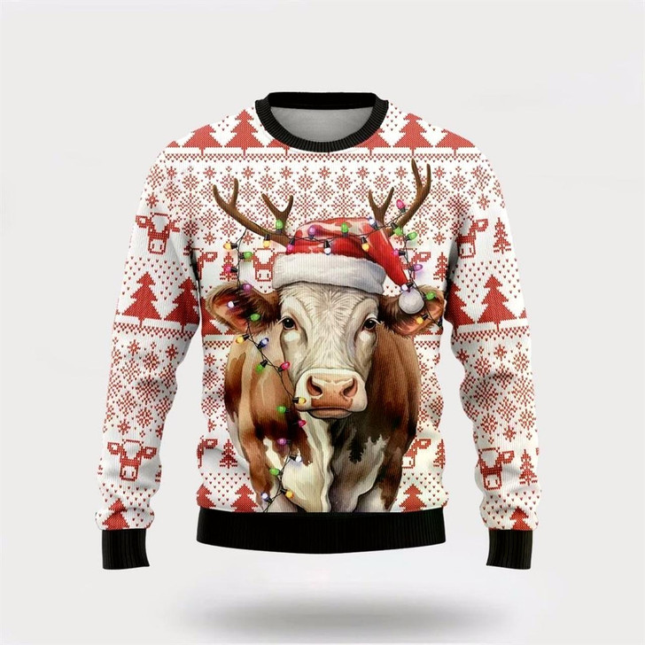 Goofygearprints Love Dairy Cow Ugly Christmas Sweater, Farm Sweater, Christmas Gift, Best Winter Outfit Christmas