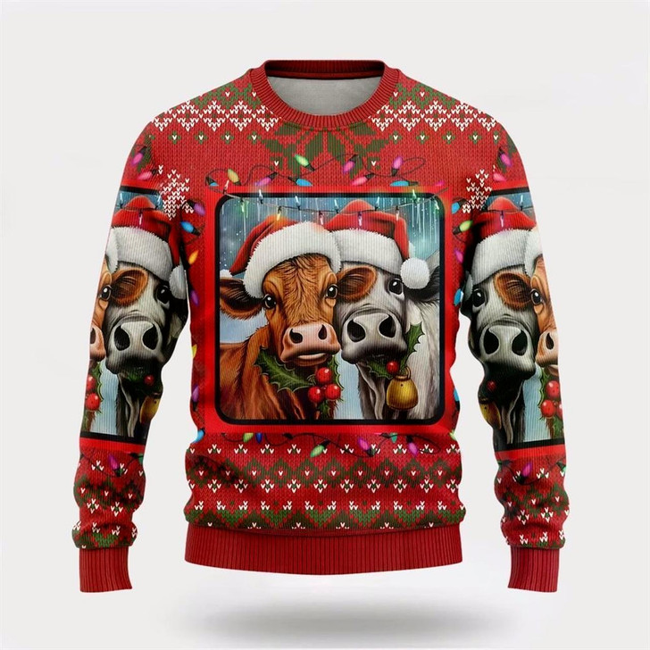 Goofygearprints Funny Cows Ugly Christmas Sweater, Farm Sweater, Christmas Gift, Best Winter Outfit Christmas