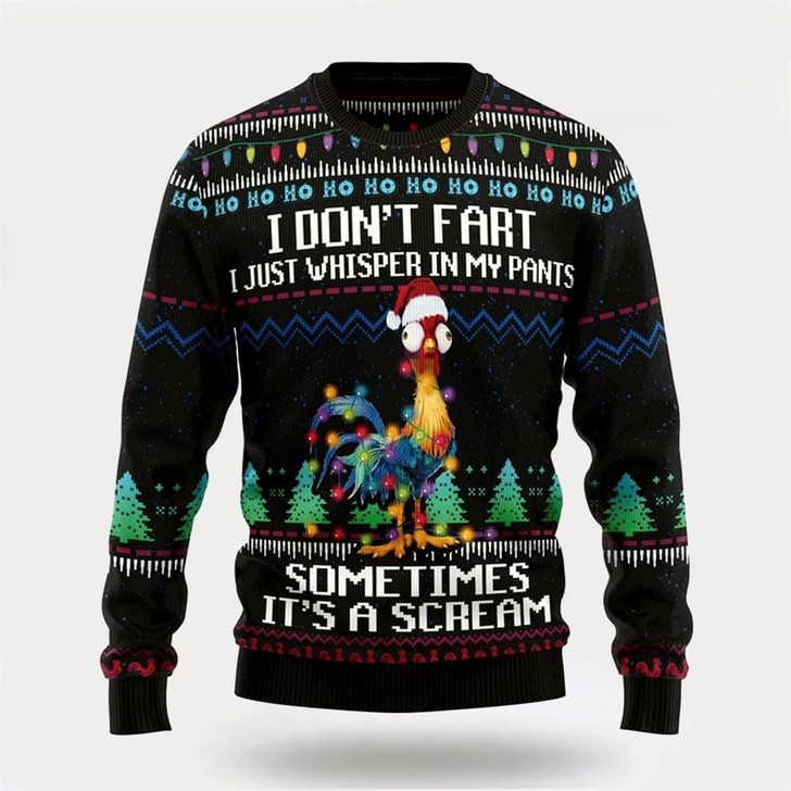 Goofygearprints Funny Chicken I Don't Fart It‘s Scream Ugly Christmas Sweater, Farm Sweater, Christmas Gift, Best Winter Outfit Christmas