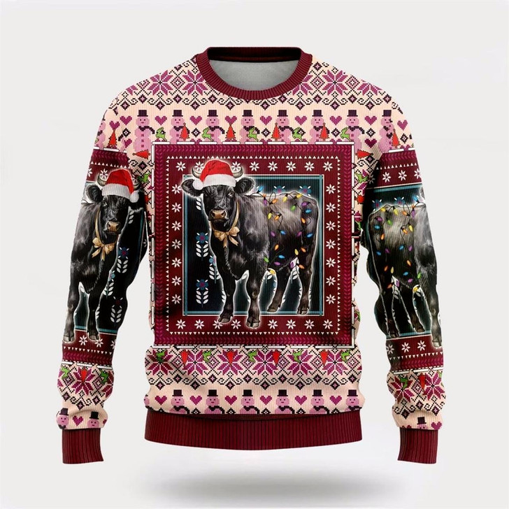 Goofygearprints Black Angus Cowss Ugly Christmas Sweater, Farm Sweater, Christmas Gift, Best Winter Outfit Christmas