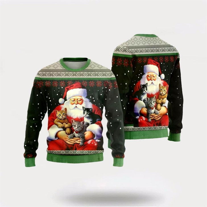 Goofygearprints Santa Loves Catss Ugly Christmas Sweater For Men And Women, Best Gift For Christmas, The Beautiful Winter Christmas Outfit