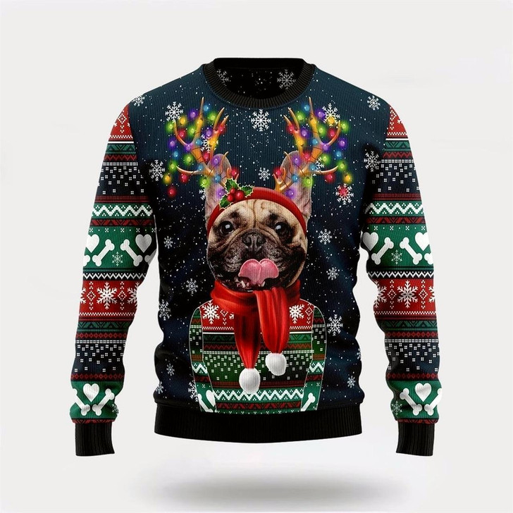 Goofygearprints Cool French Bulldog Ugly Christmas Sweater For Men And Women, Gift For Christmas, Best Winter Christmas Outfit