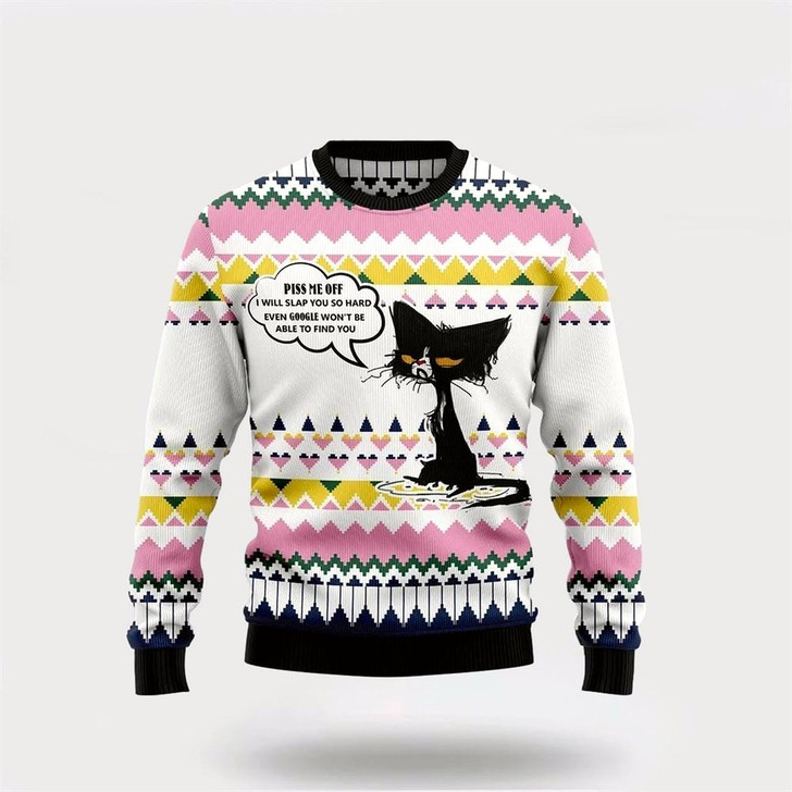 Goofygearprints Black Cat Piss Me Off Ugly Christmas Sweater For Men And Women, Best Gift For Christmas, Christmas Fashion Winter