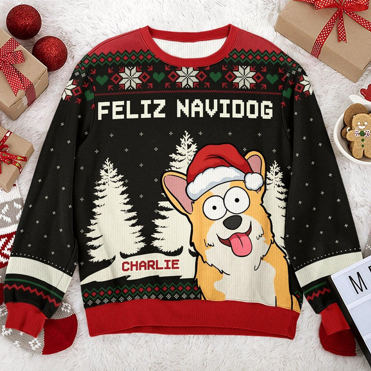 Goofygearprints I'm The Naughty Dog - Dog Personalized Custom Ugly Sweatshirt - Unisex Wool Jumper - Christmas Gift For Pet Owners, Pet Lovers