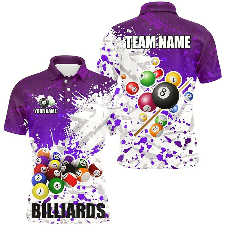 Goofygear Personalized Purple Billiard Balls Paint Splash Men Billiard Shirts, 3D Billiard Jerseys Attire