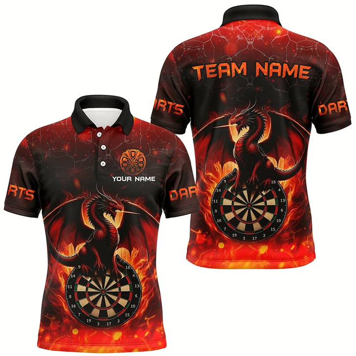 Goofygear Darts Dragon Fire Flame 3D Printed Darts Shirts For Men Custom Team League Darts Jerseys Red