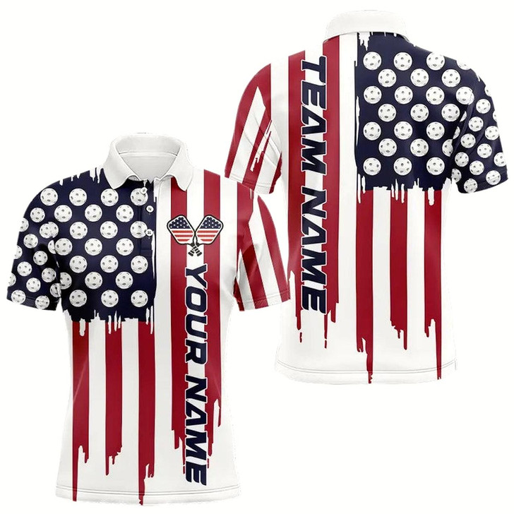 Goofygear Custom American Flag Pickleball Polo Shirts For Men, Patriotic Pickleball Jerseys For Team Style 1