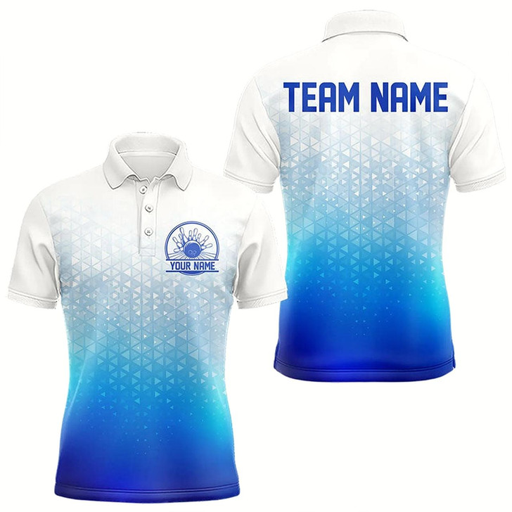 Goofygear Custom Blue Bowling Team Polo Shirts For Men, Bowling Tournament Bowling League Shirt Style 4