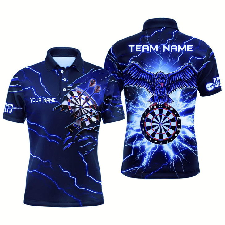 Goofygear Personalized Thunder Blue Eagle Dart Polo Shirts Custom Dart Shirts For Men Dart Team Shirts