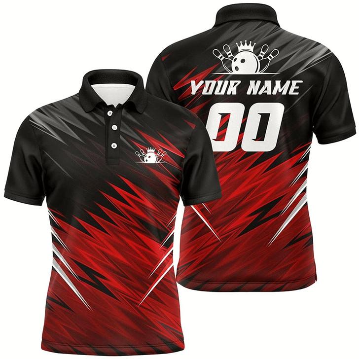 Goofygear Red And Black Men Short Sleeve Polo Shirts Custom Bowling Shirts For Men, Team Bowling Jerseys Bowlers