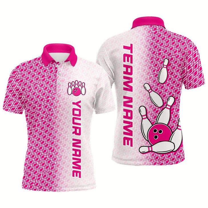 Goofygear Personalized Pink Bowling Shirts Polo Bowling Jersey For Men Bowling Gifts