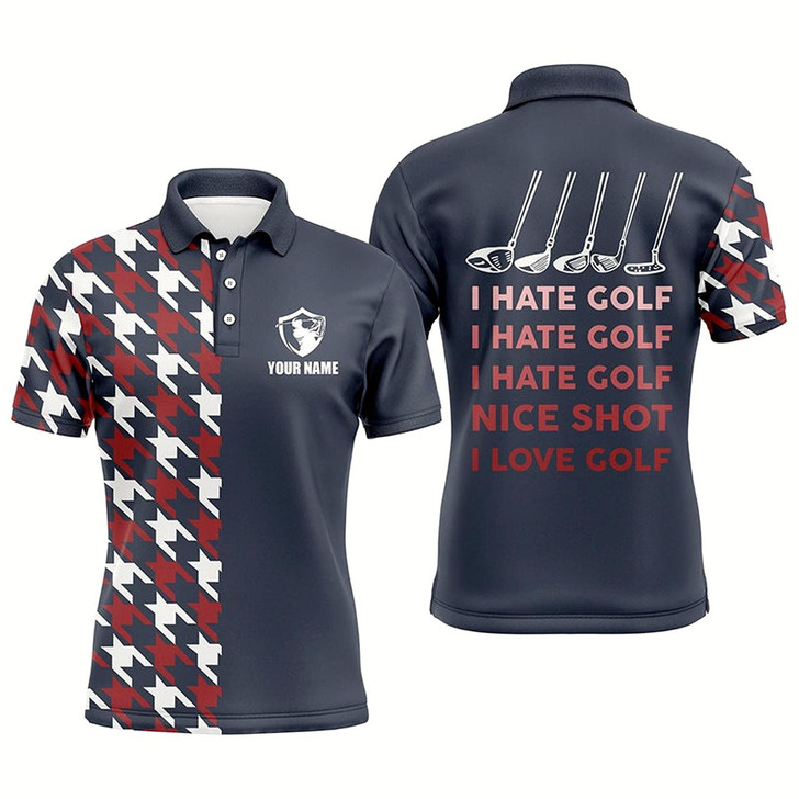 Goofygear I Hate Golf Nice Shot I Love Golf Funny Mens Golf Polo Shirt Navy Golf Shirts For Men