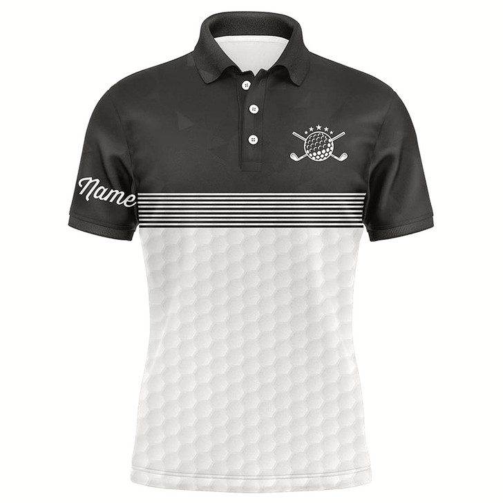 Goofygear Black And White Mens Golf Polo Shirts Custom Name Golf Shirts For Men, Personalized Golf Gifts