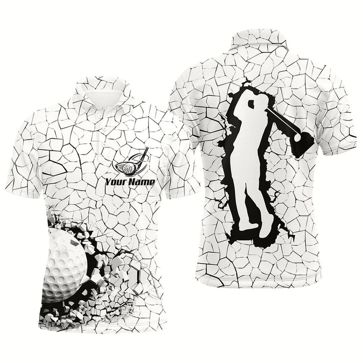 Goofygear Golf Breaker Mens Polo Shirts, Custom Black And White Golf Shirts For Men, Cool Golf Gifts