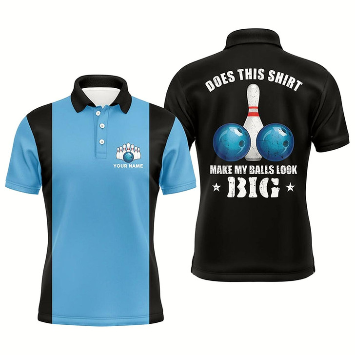 Goofygear Mens Polo Bowling Shirts Custom Vintage Blue And Black Does This Shirt Make My Balls Look Big