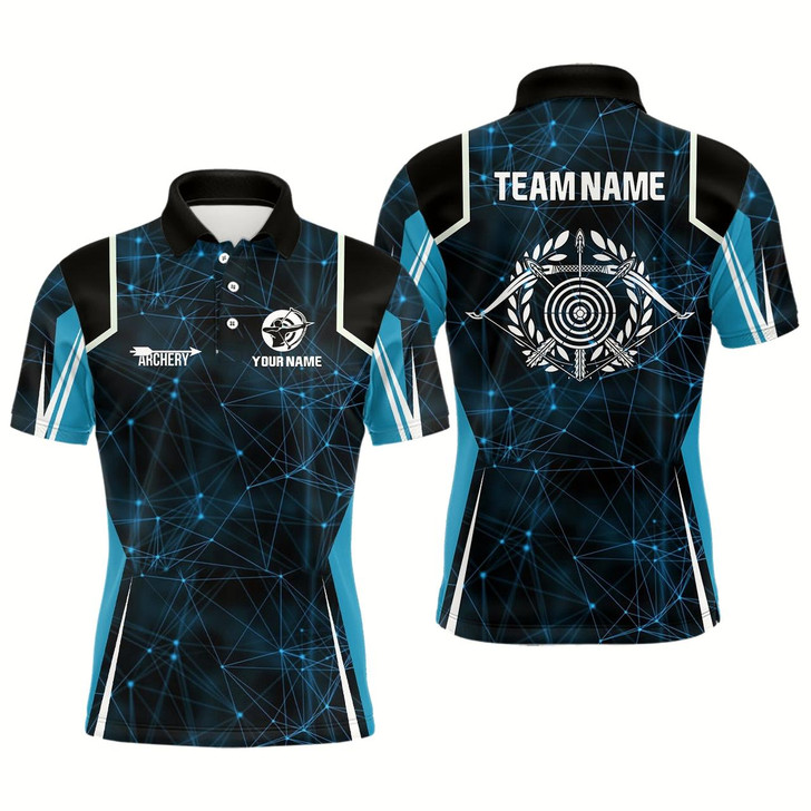 Goofygear Personalized Blue 3D Target Archery Polo Shirts For Men, Custom Bow And Arrow Archery Shirts