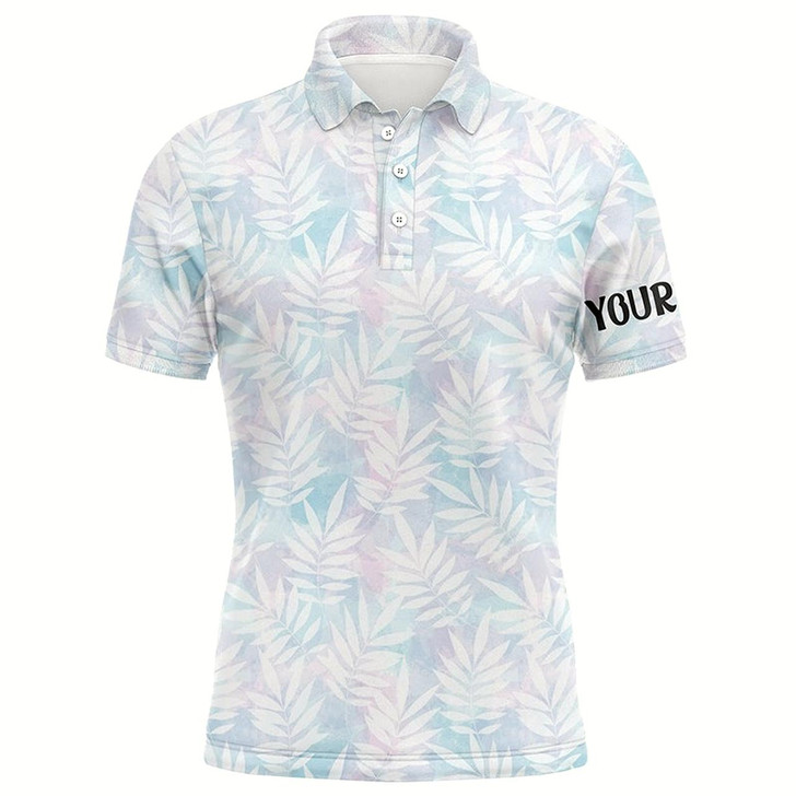 Goofygear Watercolor Colorful Leaves Mens Golf Polo Shirts Rainbow Tropical Custom Name Golf Tops For Men Style 2