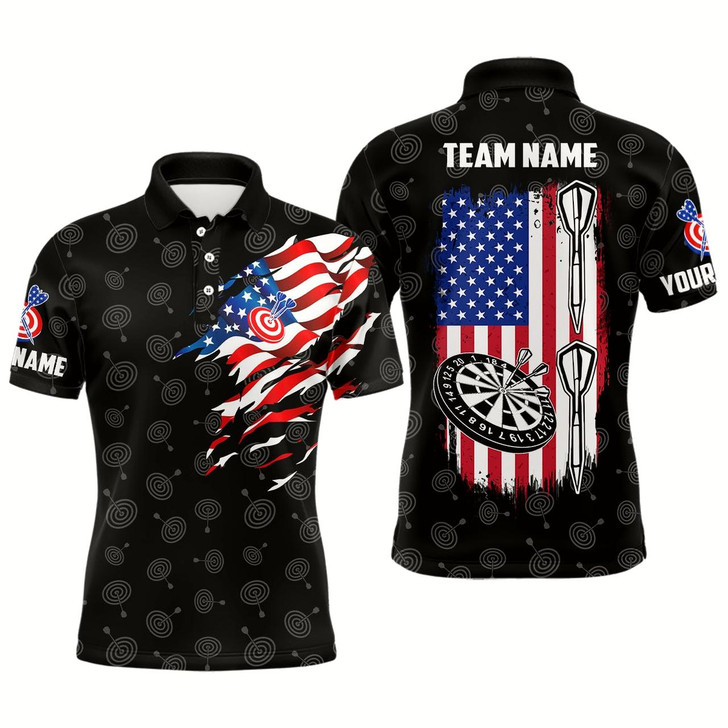 Goofygear American Flag Personalized Darts Polo Shirt Custom Patriotic Darts Jersey For Men