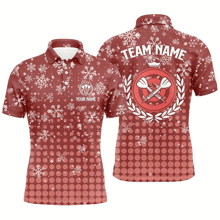 Goofygear Personalized Darts Christmas Snowflakes Red Mens Polo Shirt Custom Darts Jersey For Men