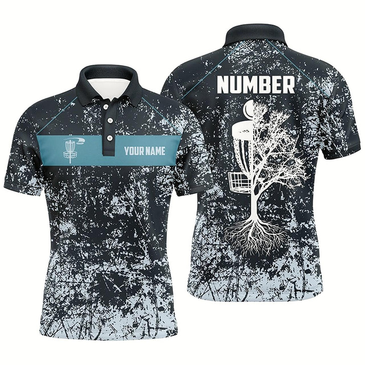 Goofygear Customized Navy Camo Grunge Retro Disc Golf Polo Shirt Mens Disc Golf Tops Cool Golf Gifts For Men