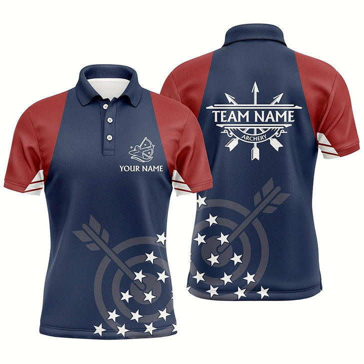 Goofygear Personalized American Flag Archery Patriotic Shirts For Men Custom Archery Polo Shirts For Player