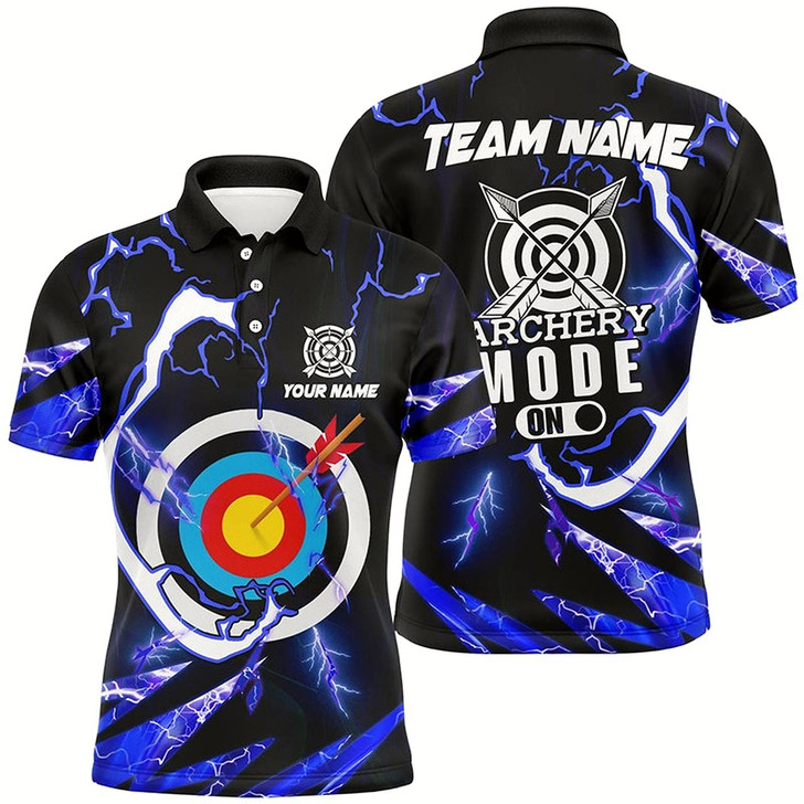 Goofygear Personalized Blue Thunder Archery Mode On Men Polo Shirts, Custom Archery Jerseys Team Shirts