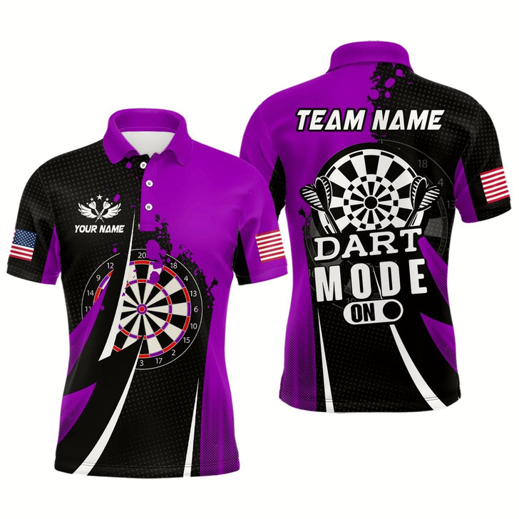 Goofygear Personalized Purple Dart Mode On Men Darts Polo Shirts Custom Name Darts Jersey Team Shirts Style 1