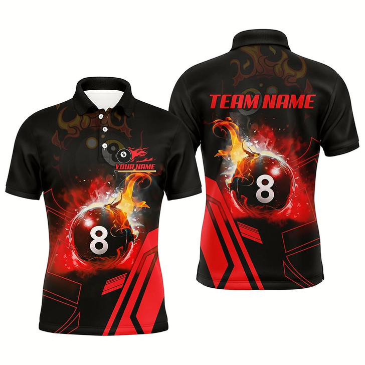 Goofygear Billiard 8 Ball Flame Red Version 3D Printed Men Polo Shirts Best Custom Pool Team Jerseys Shirts