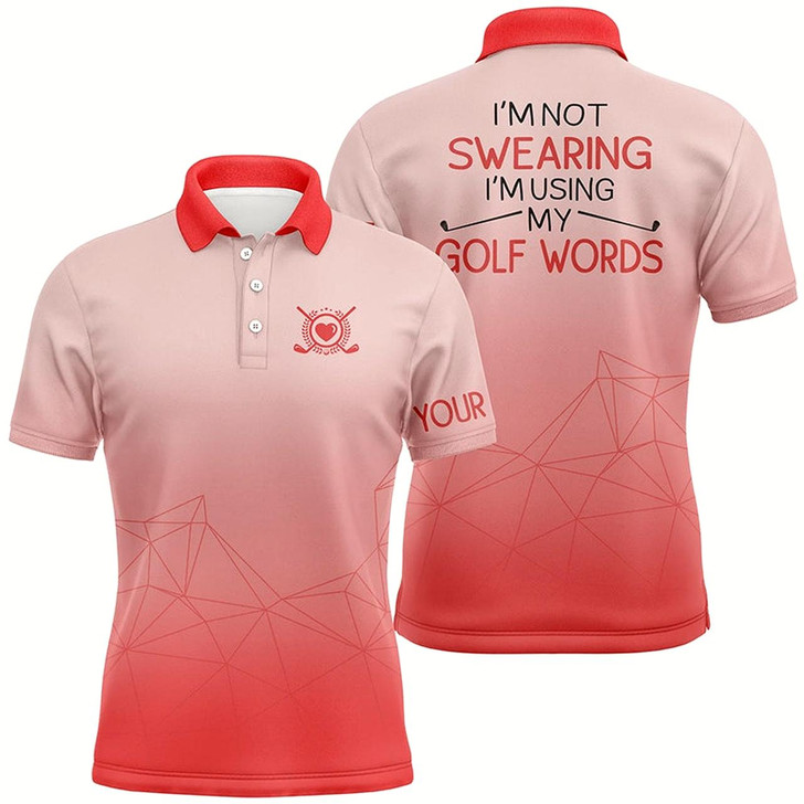 Goofygear I'M Not Swearing I'M Using My Golf Words Gradient Orange Golf Polo Shirts For Men