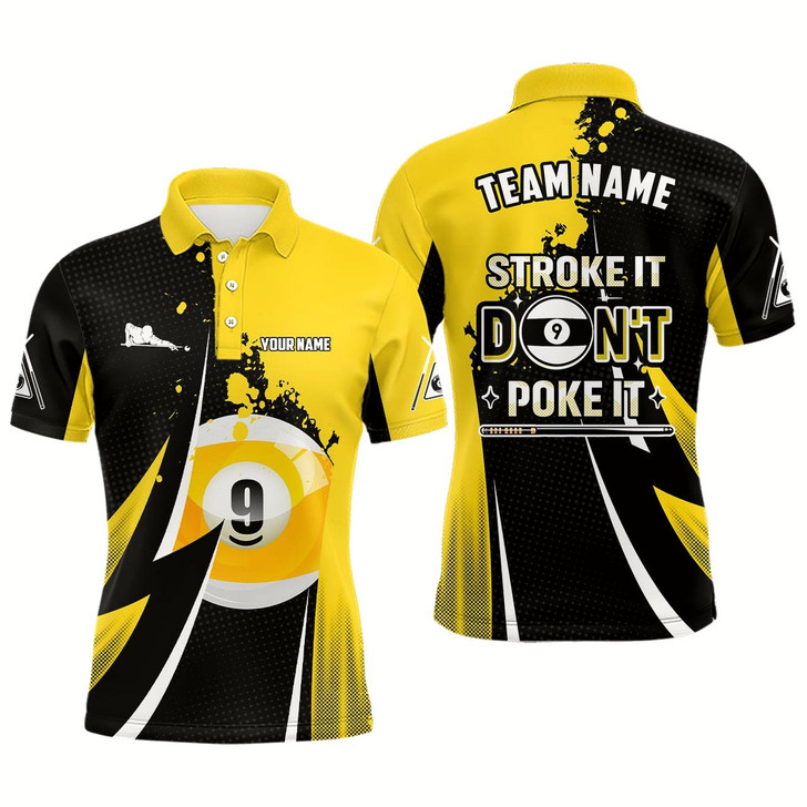 Goofygear Billiard Funny Stroke It Don'T Poke It Men Polo Shirts Custom Name 9 Ball Pool Billiard Jerseys Style 2