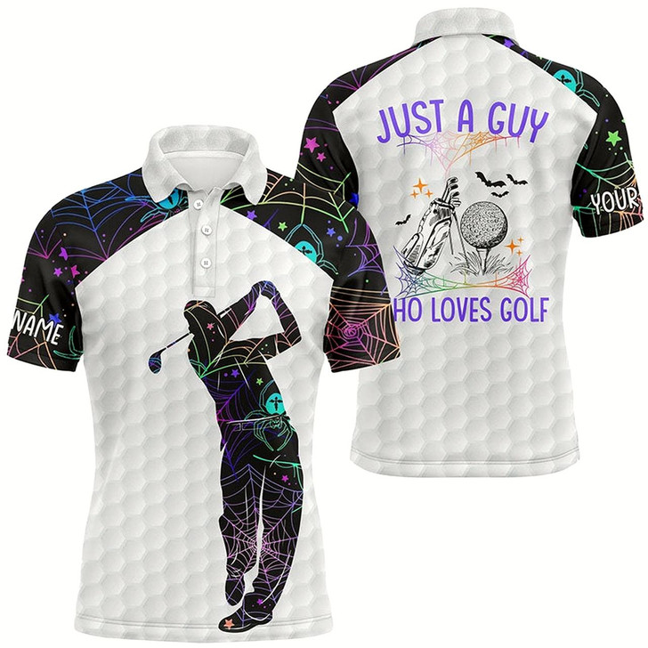 Goofygear Mens Halloween Golf Shirts, Multicolor Spider Web Golf Shirts For Men, Best Halloween Golf Gifts