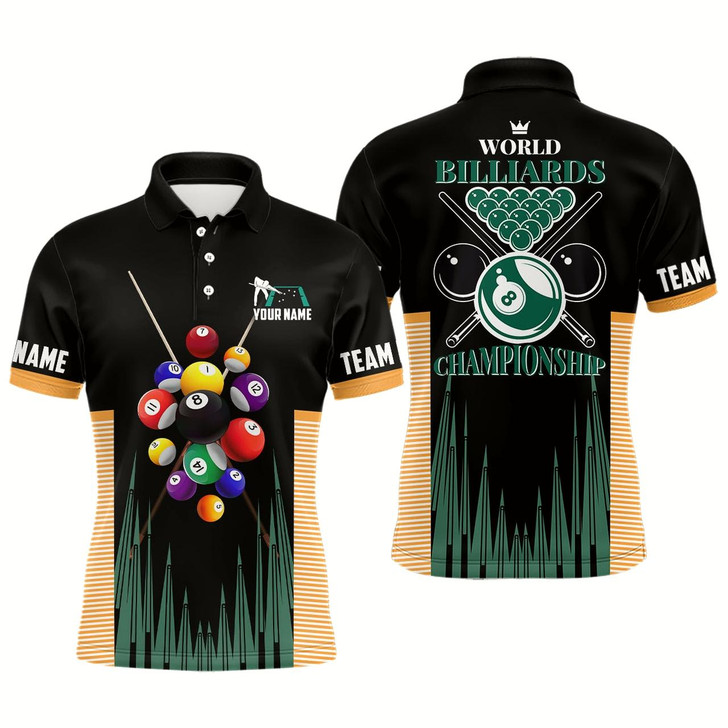 Goofygear World Billiards Championship Custom Name 3D All Over Print Billiard Polo Shirts For Men