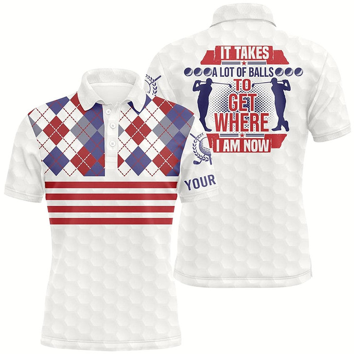 Goofygear It Takes A Lot Of Balls Argyle Pattern Mens Golf Polos Customized Golf Shirts For Men Golf Gifts
