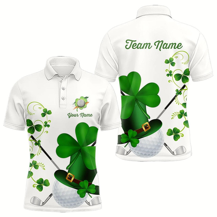Goofygear Green Shamrock Golf Ball Clubs Lucky Mens Polo Golf Shirts Custom St Patrick Day Team Golf Jerseys Style 2