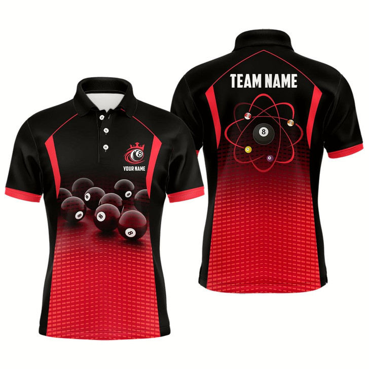 Goofygear Personalized Funny Billiards Red Black Gradient All Over Print Billiard Polo Shirts For Men