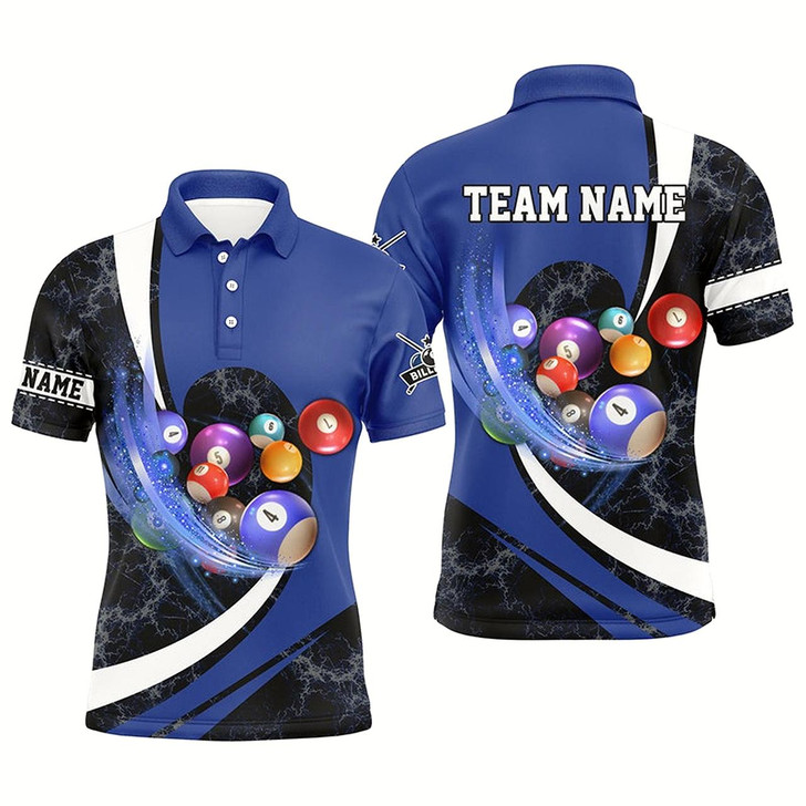 Goofygear Customized Black Blue Billiard Balls 3D Polo Shirts For Men Best Custom Billiard Team Jersey
