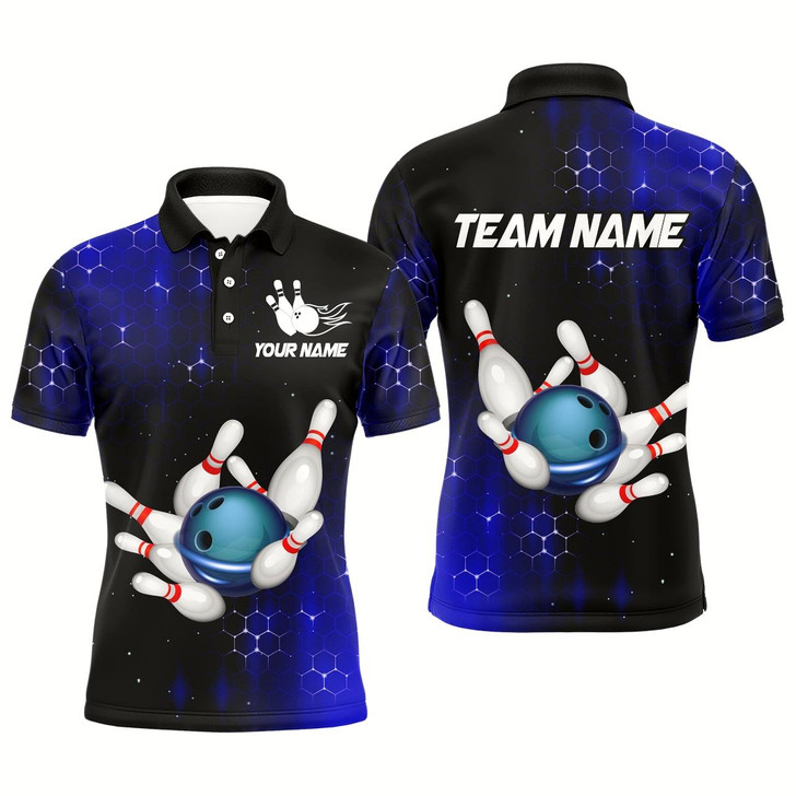 Goofygear Personalized Blue Bowling Shirts Men Bowling Team Jersey Custom Bowling Polo Shirt Style 1