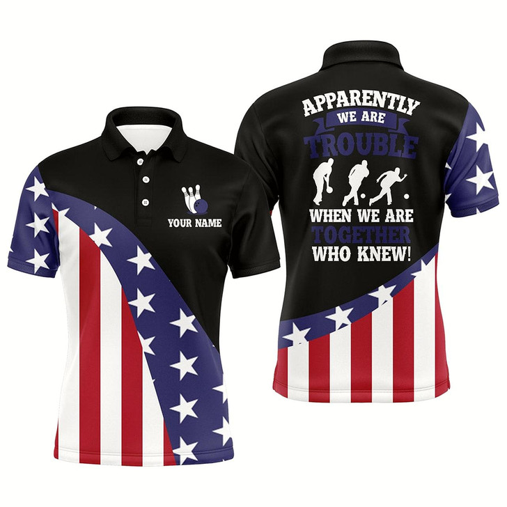Goofygear American Flag Bowling Shirt For Men Custom Bowling Jersey Funny Patriots Bowlers League Polo Shirt
