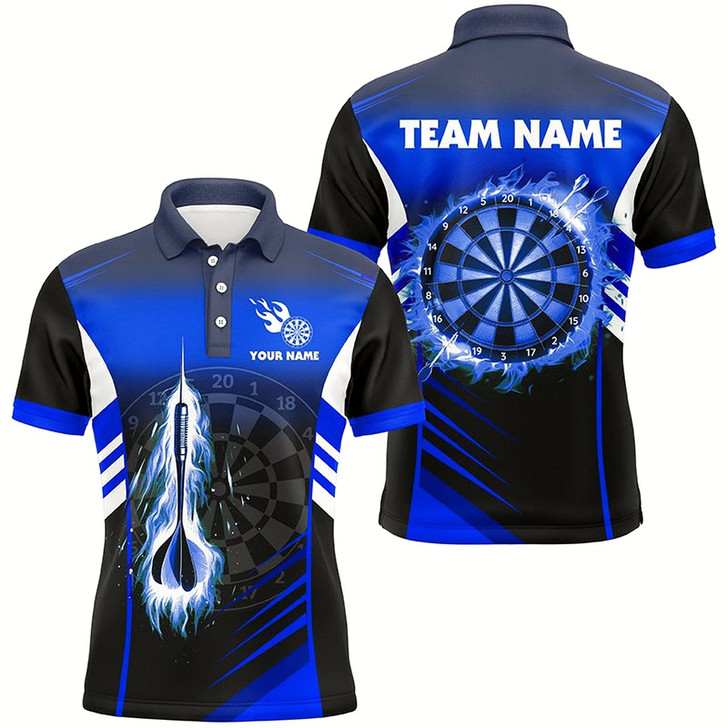 Goofygear Personalized Darts Fire Arrow Men Dart Polo Shirts Custom Flame Dart Shirt Darts Jersey Blue