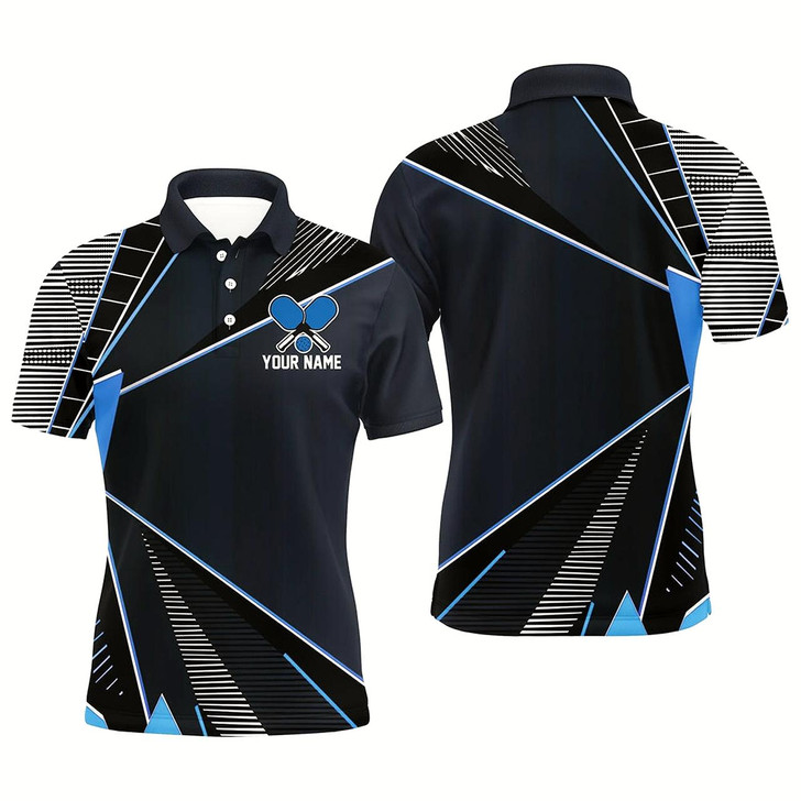 Goofygear Black And Blue Personalized Pickleball Jerseys For Men, Pickleball Polo Shirts Uniform Style 2