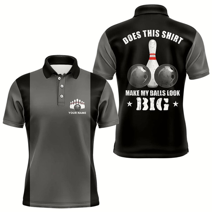 Goofygear Funny Bowling Shirts For Men Custom Vintage Grey And Black Does This Shirt Make My Balls Look Big