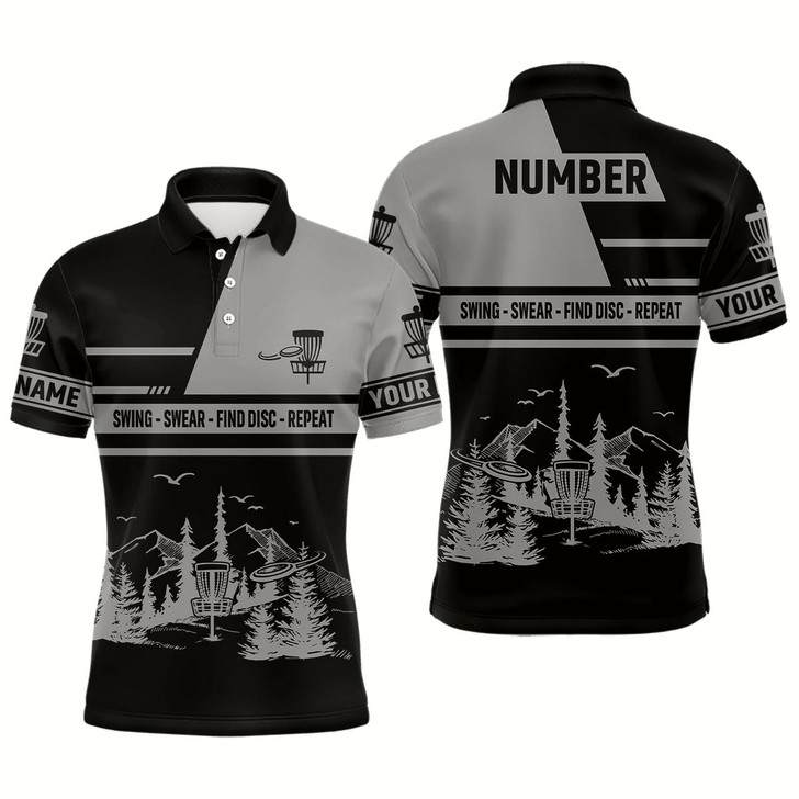 Goofygear Mens Disc Golf Swing Swear Find Disc Repeat Custom Name And Number Disc Golf Shirts For Men
