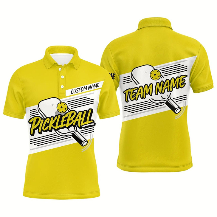 Goofygear Personalized Men'S Pickleball Polo Shirts, Pickleball Tournament Shirts For Team Yellow Style 1