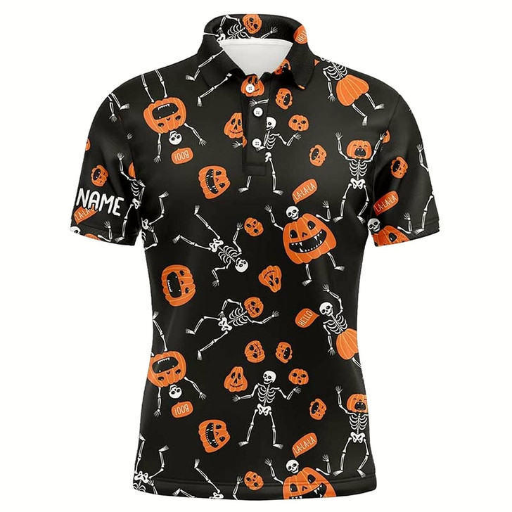 Goofygear Funny Skeleton Halloween Golf Shirts For Men Horror Pumpkin Golf Gifts For Halloween Lover Style 1