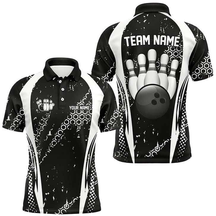 Goofygear Black And White Grunge Retro Bowling Shirts For Men Custom Team Bowling League Jerseys
