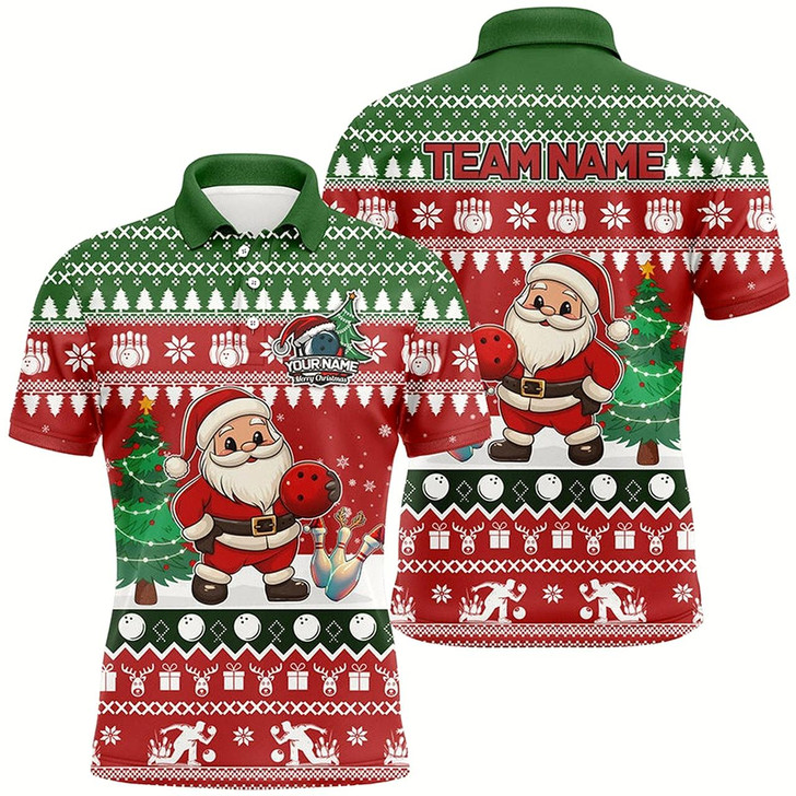Goofygear Funny Ugly Christmas Santa Bowling Shirts For Men Custom Team Name Bowling Jerseys Xmas Outfit