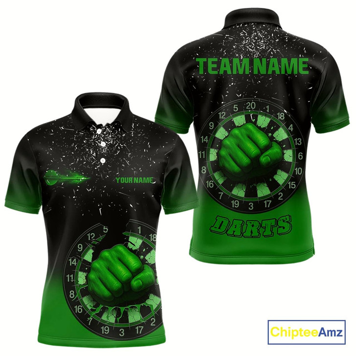 Goofygear Dynamic Verdant Fist Artwork Darts Shirt For Men - Custom Team Name - Darts Jersey Style 2